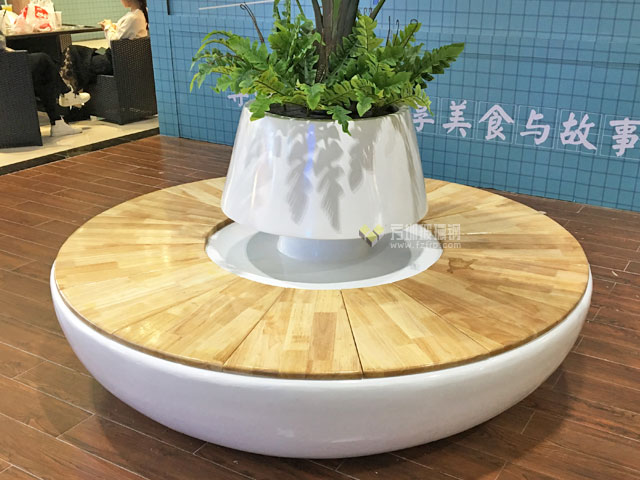 青海玻璃钢景观花池座椅结合防腐木诠释家具经典